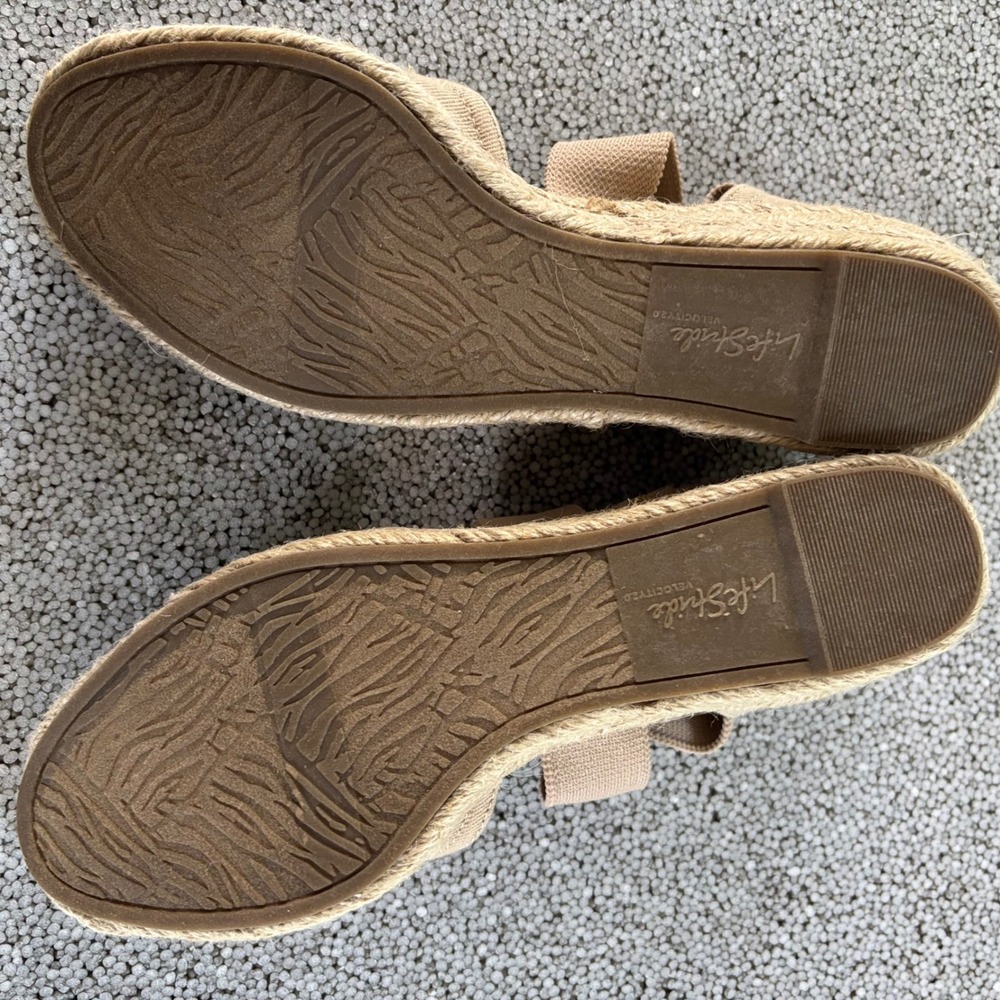 LifeStride Espadrille Wedges Womens 7M Tan Bow Kascade Cottagecore Boho New - Picture 4 of 9